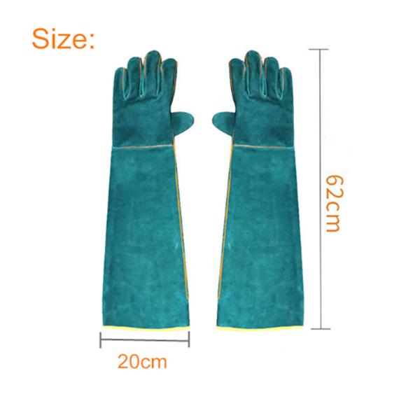 62CM Anti-Bite Pet Training Gloves Double LeatherReptile Protection Gloves