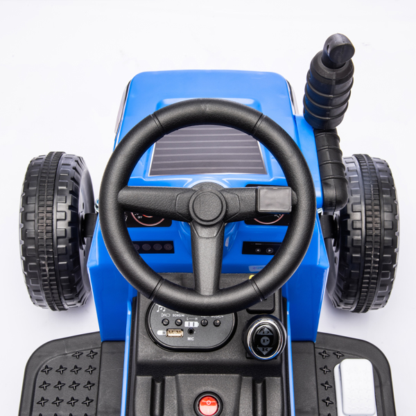 12V Kids Ride On Electric Tractor Black Knight,Kids Ride On Toy.2WD,Non-skid tires, steering wheel, foot pedal,With Removable storage tug,Light,Bluetooth,Music,MP3,USB,Power Display For Kids Aged 3+.