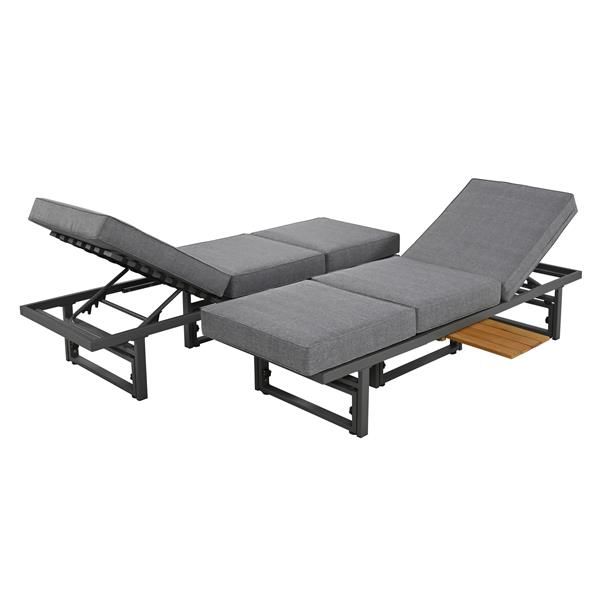 3-Piece Modern Multi-Functional Outdoor Sectional Sofa Set with Height-adjustable Seating and Coffee Table for Patio, Garden and Backyard (Grey)