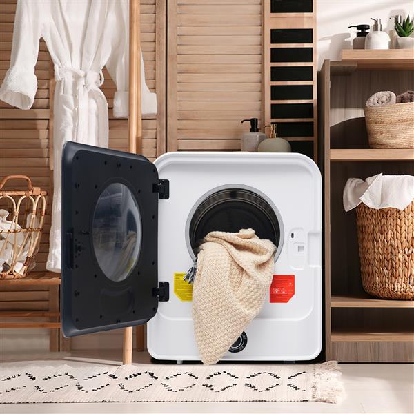 1.95 Cu.ft Front Load Clothes Dryer, Portable Compact Dryer 830W,  5 Drying Modes, Stainless Steel Drum, with Overheat Protection, Dust Removal, Deodorization and Lint Removal Functions, Black Door