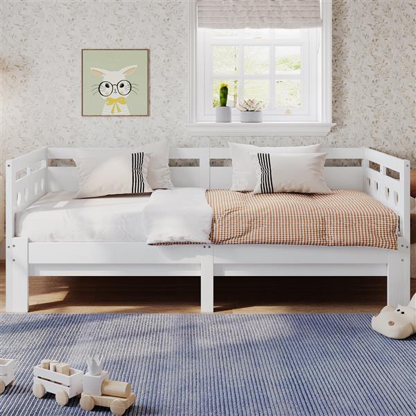 Twin Extending Daybed with Trundle, Wooden Daybed, White