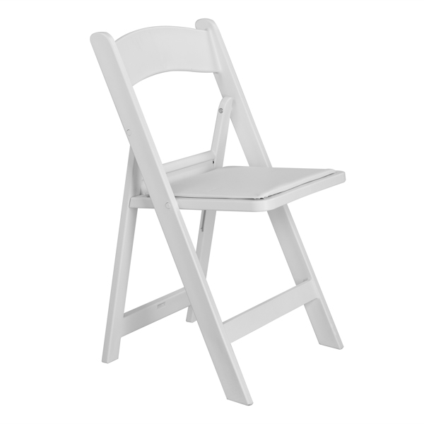 4 Pack Folding Chairs, Resin Chairs with Padded Seat, Comfortable Event Chairs Indoor Outdoor for Home Event Party Picnic School Wedding, White