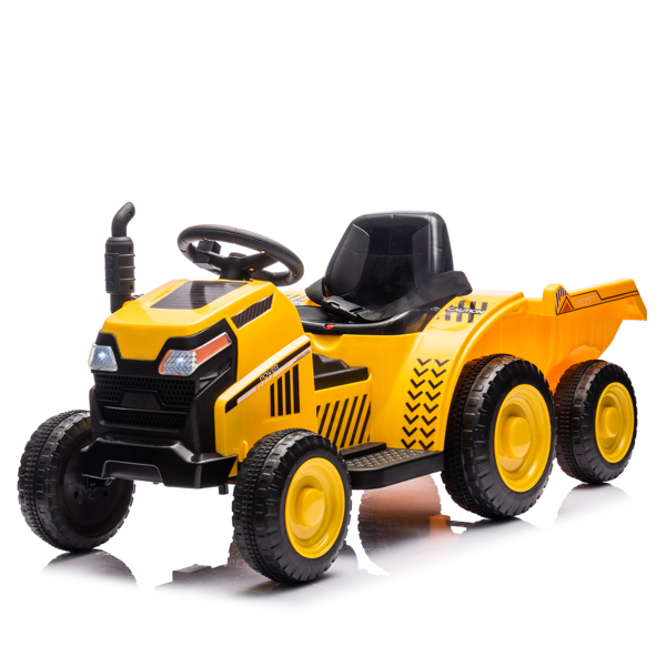 12V Kids Ride On Electric Tractor Black Knight,Kids Ride On Toy.2WD,Non-skid tires, steering wheel, foot pedal,With Removable storage tug,Light,Bluetooth,Music,MP3,USB,Power Display For Kids Aged 3+.