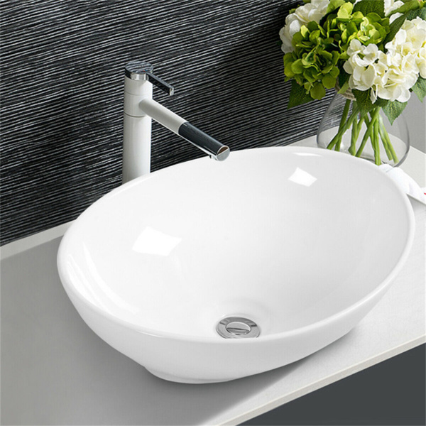 Bathroom ceramic sink oval 16 "x 13" x 5.5 "(L x W x Deep)