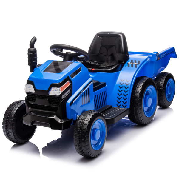 12V Kids Ride On Electric Tractor Black Knight,Kids Ride On Toy.2WD,Non-skid tires, steering wheel, foot pedal,With Removable storage tug,Light,Bluetooth,Music,MP3,USB,Power Display For Kids Aged 3+.