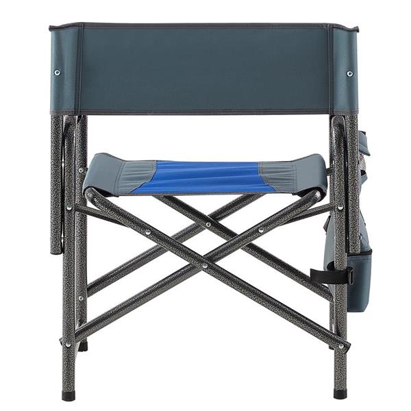 1-piece Padded Folding Outdoor Chair with Storage Pockets,Lightweight Oversized Directors Chair for indoor, Outdoor Camping, Picnics and Fishing,Blue/Grey