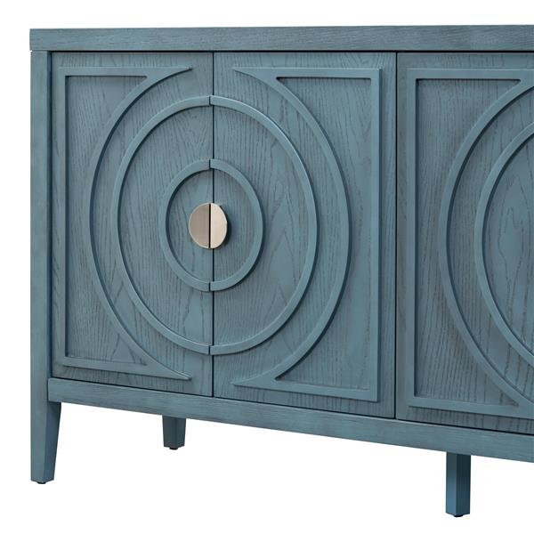 Retro Sideboard door with Circular Groove Design Round Metal Door Handle for Entrance, Dinning Room, Living Room (Antique Blue)