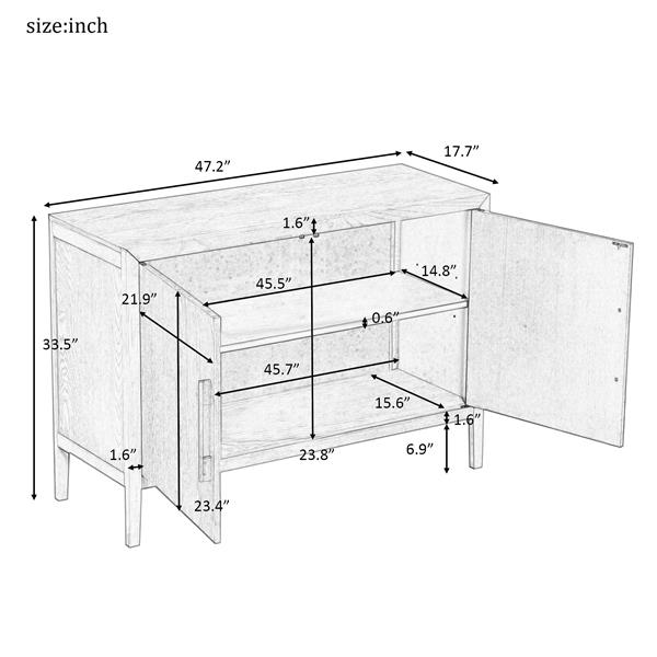 Storage Cabinet Sideboard Wooden Cabinet with 2 Metal handles and 2 Doors for Hallway, Entryway, Living Room