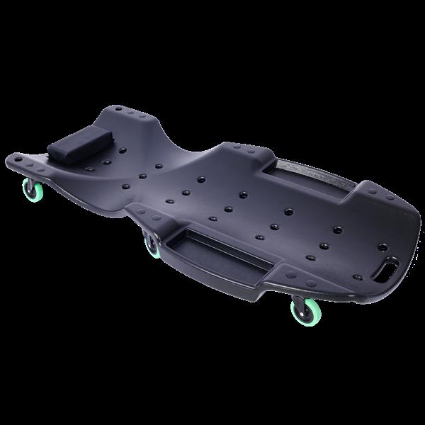 Plastic Creeper 48 Inch - Blow Molded Ergonomic HDPE Body with Padded Headrest & Dual Tool Trays - 440 Lbs Capacity BLACK