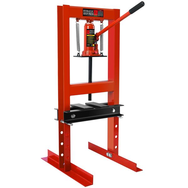 Hydraulic 6 Ton H-Frame Garage Floor Adjustable Shop Press with Plates, 6T, Red