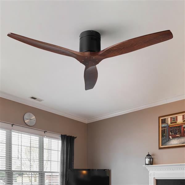 52 In.Solid Wood Blade Low Profile Ceiling Fan without Light