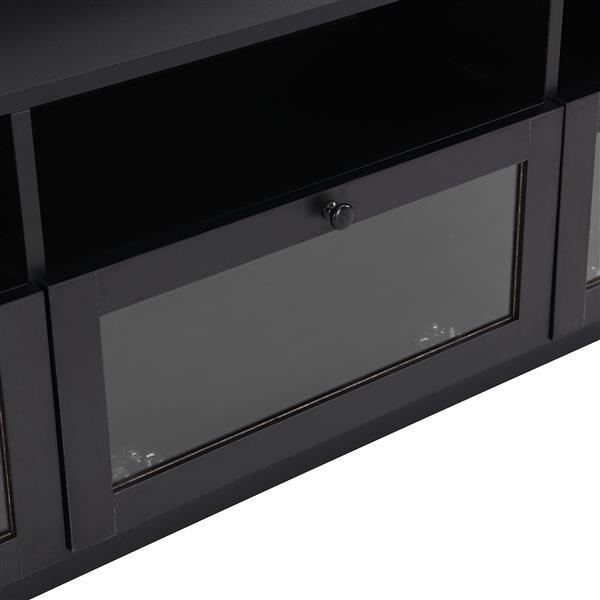 Sleek & Modern Design TV Stand with Acrylic Board Door, Chic Elegant Media Console for TVs Up to 65", Ample Storage Space TV Cabinet with Black Handles, Black