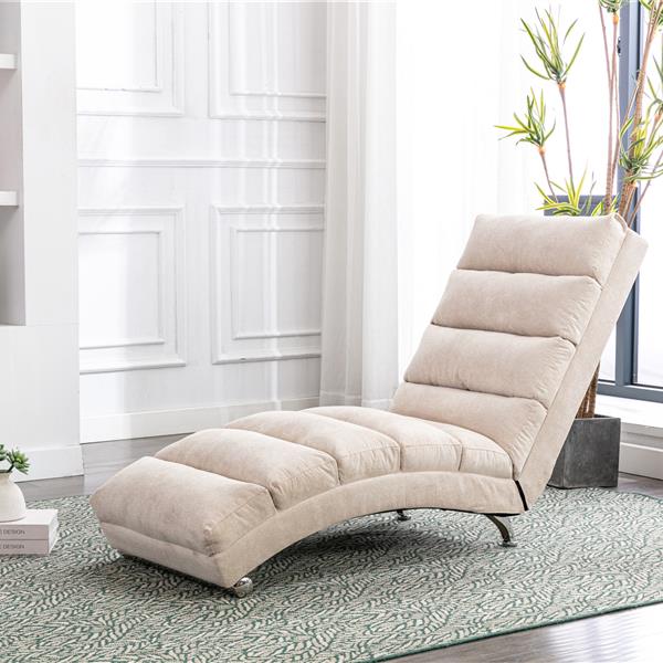 Linen Chaise Lounge Indoor Chair, Modern Long Lounger for Office or Living Room