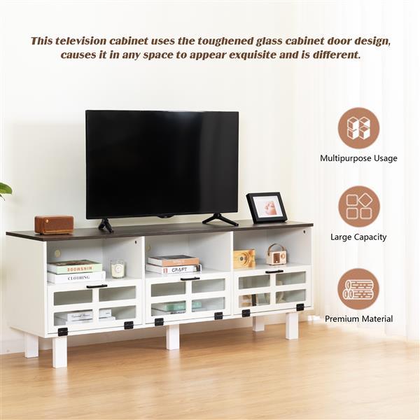 TV stand,TV cabinet,American country style TV lockers,The toughened glass door panel,Metal handles,birch legs,Turn down the drawer,can be placed in Lounge Room,Living Room or Bedroom,color:white+Gray