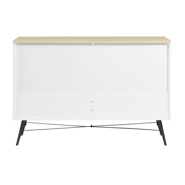 7 Drawer Dresser for Bedroom with Deep Drawers, Wood Dressers & Chest of Drawers, Modern White Long Dressers for Closet Living Room, 47.2"W x 15.7"D x 31.5"H, White & oak