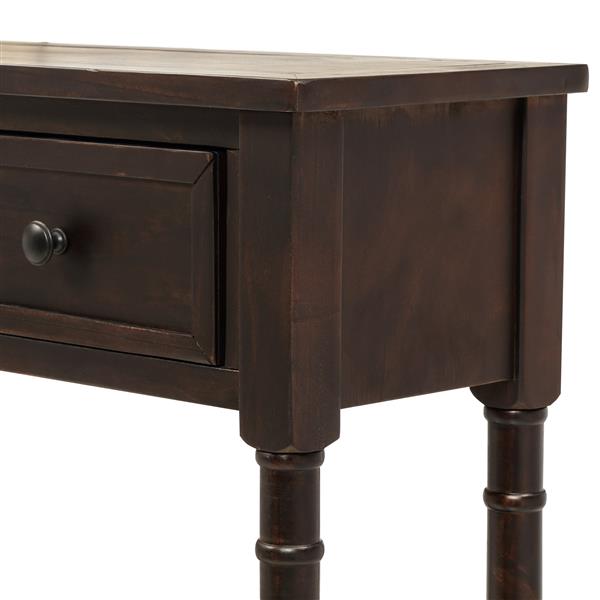 Console Table Sofa Table Easy Assembly with Two Storage Drawers and Bottom Shelf for Living Room, Entryway (Espresso)