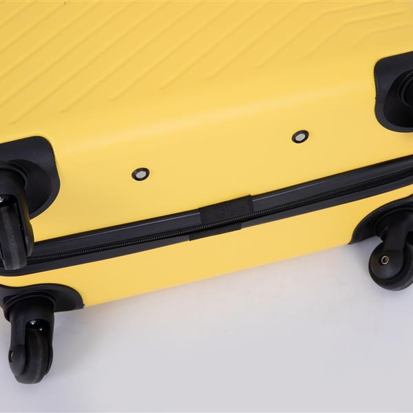 3 Piece Luggage Sets ABS Lightweight Suitcase with Two Hooks, Spinner Wheels, TSA Lock, (20/24/28), Yellow