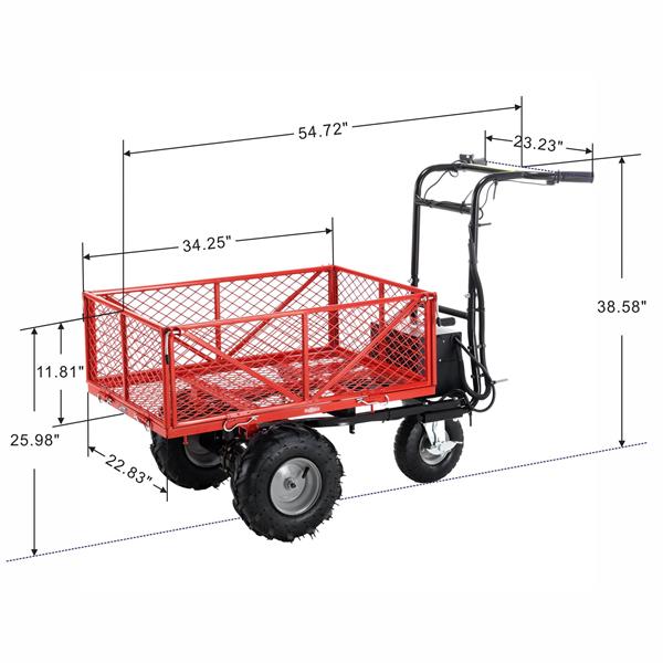 Wheelbarrow Utility Cart Electric Powered Cart 48V28Ah 500W  Capacity 500lbs (230kg)  Material Hauler 1000lbs Towing