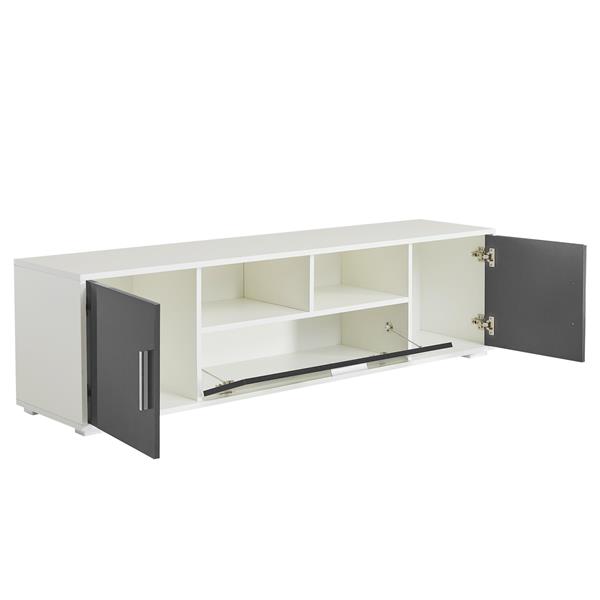 FashionTV stand,TV Cabinet,entertainment center TV station,TV console,console with LED light belt, light belt can be remote control,with cabinets,open cells,for the living room,bedroom,white+dark gray