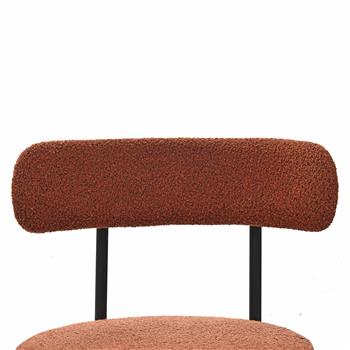 Brown Boucle Dining Chairs Set of 2,Mid-Century Modern Curved Backrest Chair,Round Upholstered Kitchen Chairs