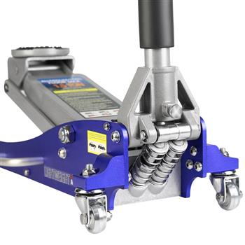 Hydraulic Low Profile Aluminum and Steel Racing Floor Jack with Dual Piston Quick Lift Pump, 1.5 Ton (3,000 lb) Capacity, Blue