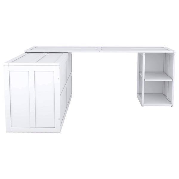 Queen Size Murphy Bed with Rotable Desk, White