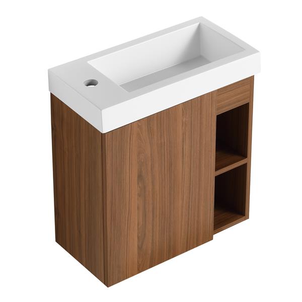 20'' Floating Wall-Mounted Bathroom Vanity with White Resin Sink & Soft-Close Cabinet Door