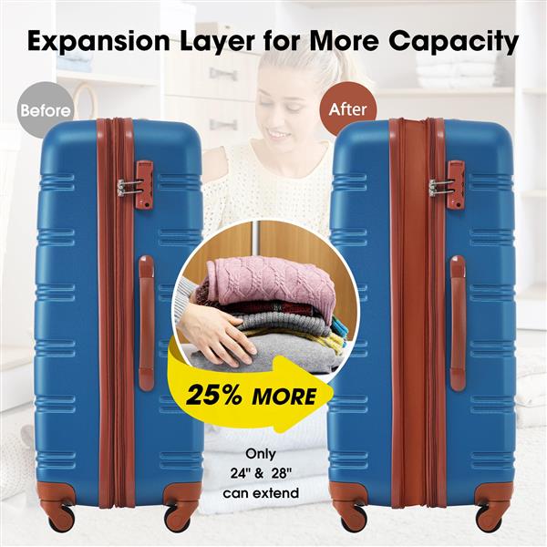 3 Piece Luggage Set Hardside Spinner Suitcase with TSA Lock 20" 24' 28" Available