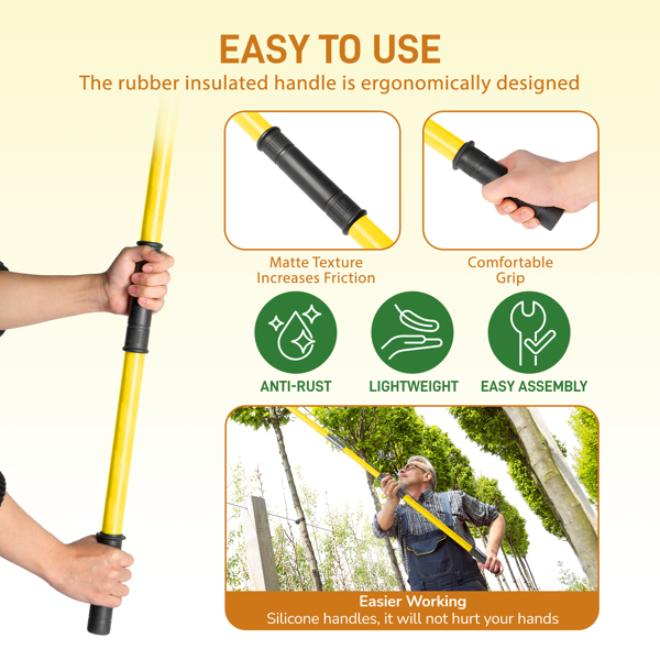 26ft Manual Pole Saw, Lightweight Tree Trimmers Long Handle Pruner Set, Sharp Steel Blade and Scissors Pole Saw for Trimming Palm, Pear Tree, Fir Tree, Other High Trees and Shrubs