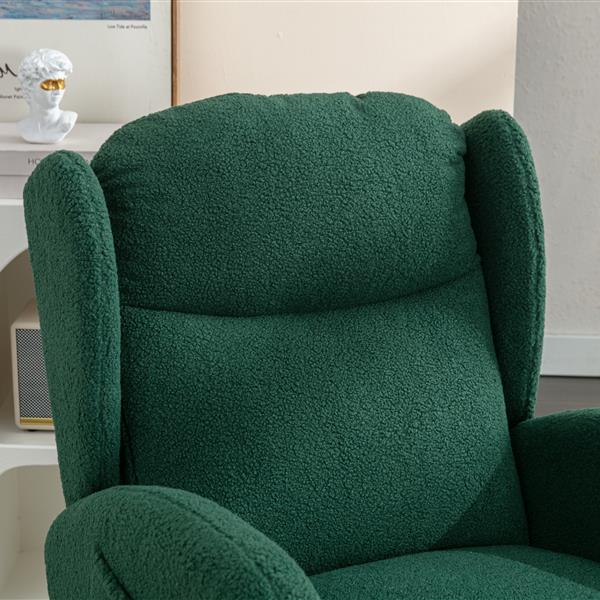 Fabric Rocking Chair With Packet Wood Legs,Green