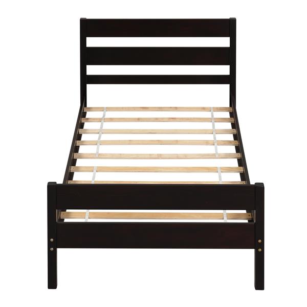 Twin Bed with Headboard and Footboard,Espresso