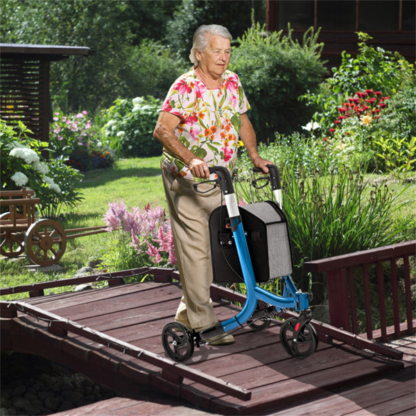 Foldable mobile walking aid with large shopping cart