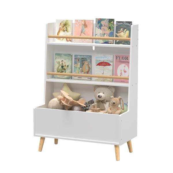 Kids Bookshelf, Book and Magazine  Rack, Book Organizer, toy Storage Cabinet Organizer, White