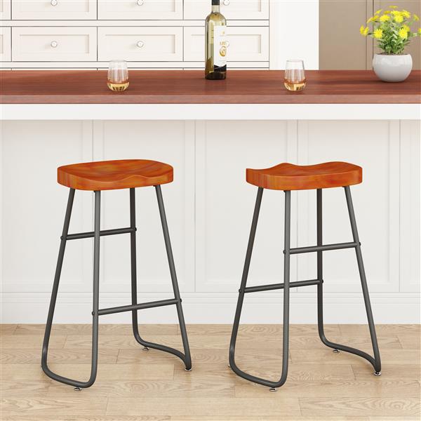 Multi-Functional Kitchen Island Cart with Stylish and Minimalist Bar Stools, Combination Set, Convenient and Practical (Black Kitchen Island + Brown Bar Stools)