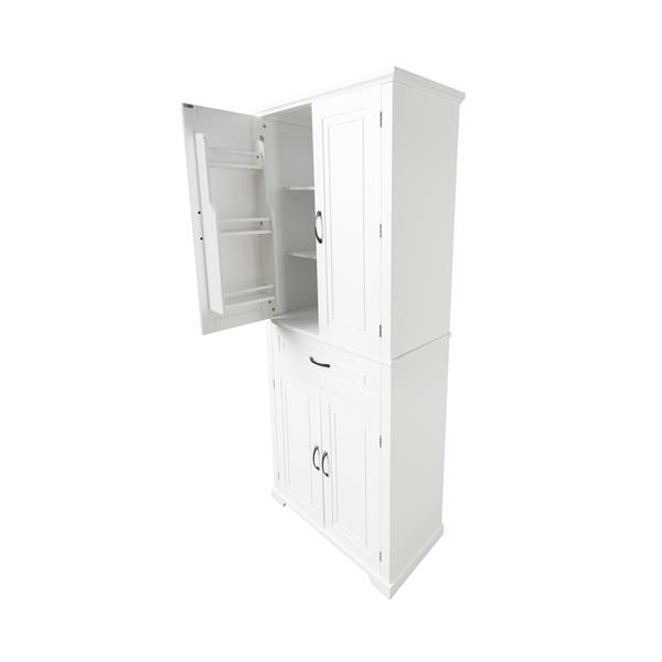 Bathroom Storage Cabinet with Doors and Drawer, Multiple Storage Space, Adjustable Shelf, White