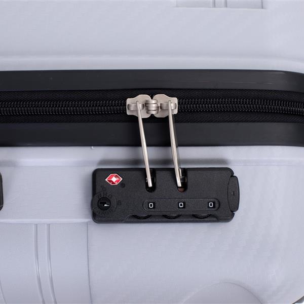 Hardshell Suitcase Spinner Wheels PP Luggage Sets Lightweight Durable Suitcase with TSA Lock,3-Piece Set (20/24/28) ,Silver