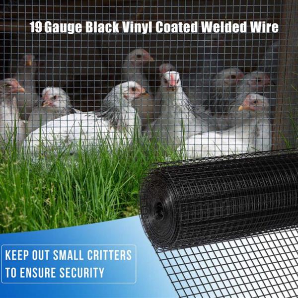 24 inch×50 ft Black Vinyl Coated Hardware Cloth, 21 Gauge 1/4 inch Black PVC Hardware Cloth, Black Welded Wire Fence Supports Poultry-Netting Cage-Home Improvement and Chicken Coop