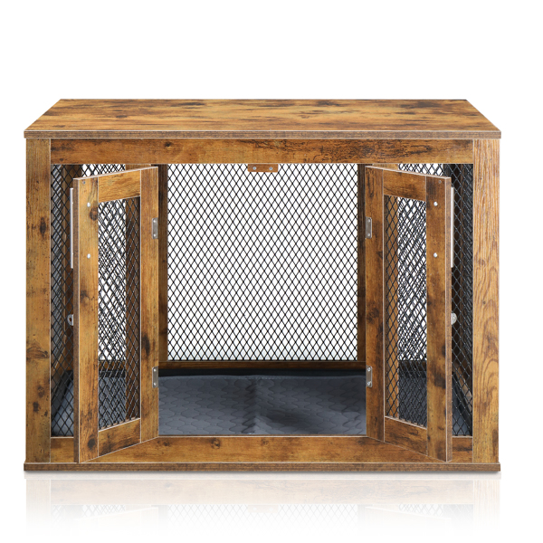 Furniture Dog Crate with Tray for Medium Dogs, Indoor Aesthetic Puppy Kennel Pet House Dog Cage with Door, Modern Decorative Wood Pretty Cute Fancy End Side Table Nightstand, Rustic Brown