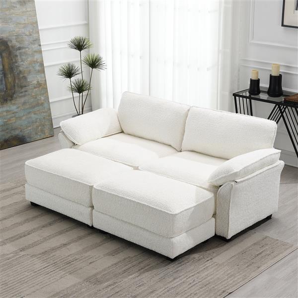 [VIDEO provided] [New] Free Combination Modular Convertible Sectional Sofa Bed Set, 4 Seat Upholstered Sleeper Corner Couch, Deep-Seat Loveseat with Ottoman for Living Room, Office, Apartment,2 Colors