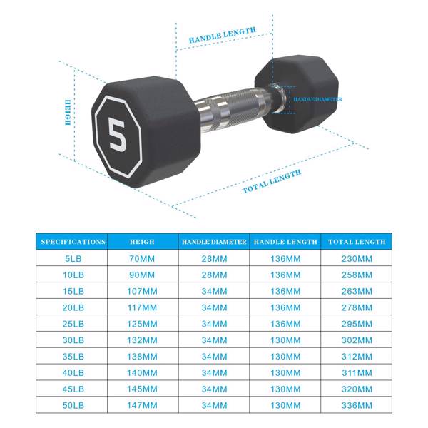 APOLLO IR3920 Premium Octagonal Dumbbell, Large Numbers, Hard Chrome Plated Handle Dumbbells to Assist with Push-Ups, 5 lbs set of 2  5LB