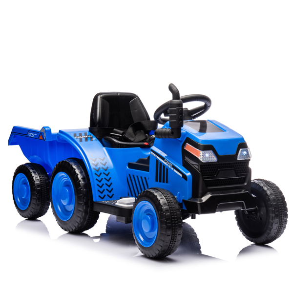 12V Kids Ride On Electric Tractor Black Knight,Kids Ride On Toy.2WD,Non-skid tires, steering wheel, foot pedal,With Removable storage tug,Light,Bluetooth,Music,MP3,USB,Power Display For Kids Aged 3+.