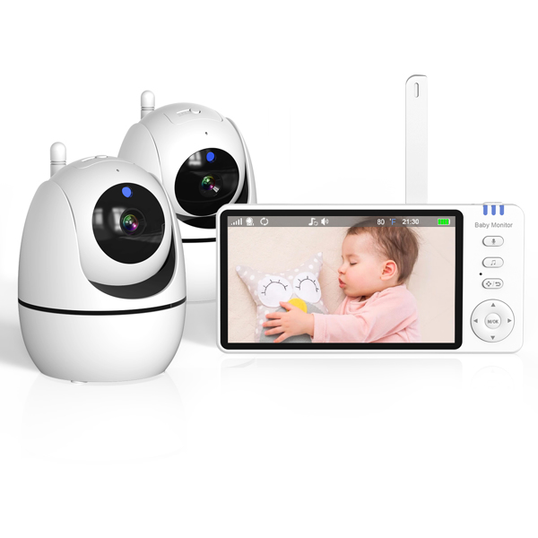 Baby Monitor 720P with Camera 5 Inch HD 3500mAh  IPS Display, VOX Mode Digital Zoom Night Vision Two-Way Talk Temperature Display