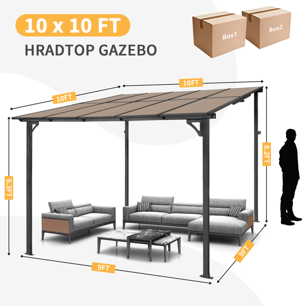 10'X10' Outdoor Wall-mounted Pergola