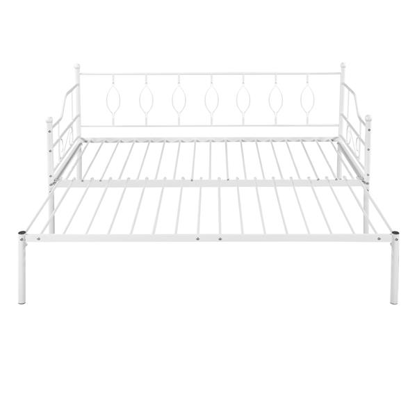 Twin Size Metal Daybed with Trundle, Daybed with Slat No Box required White