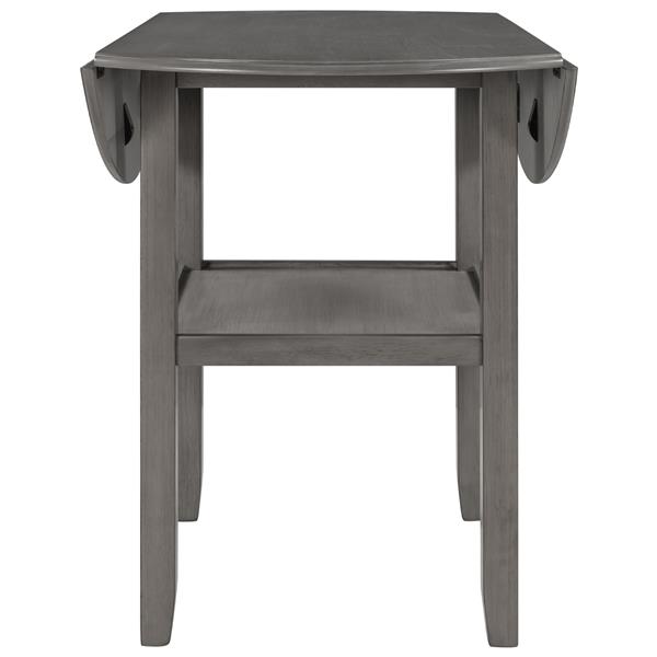 Farmhouse Round Counter Height Kitchen Dining Table with Drop Leaf  and One Shelf for Small Places, Gray