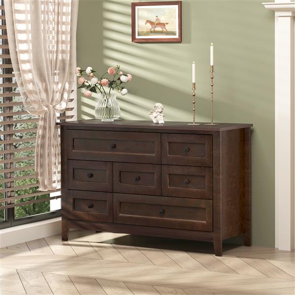 Solid Wood spray-painted drawer dresser bar,buffet tableware cabinet lockers buffet server console table lockers, retro round handle, applicable to the dining room, living room,kitchen corridor,auburn