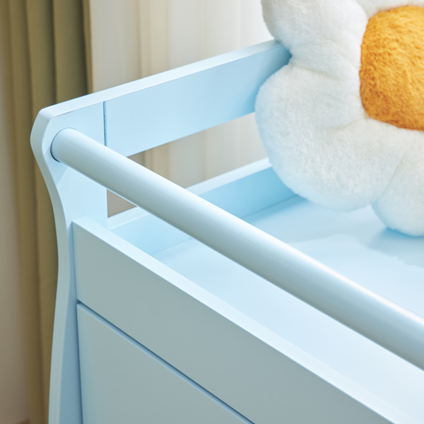 3-layer Drawer with Safety Belt Blue 90.5*58*92cm Wooden Bed Density Board Baby