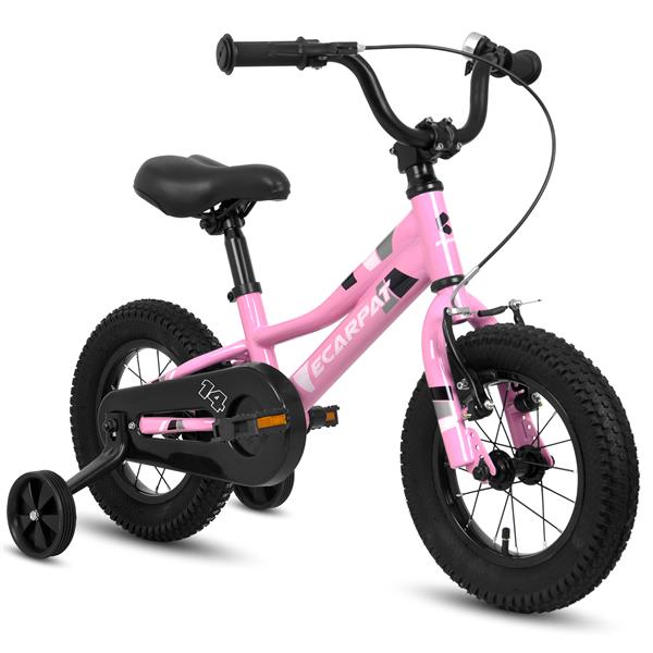 Kids' Bike 14 Inch Wheels, 1-Speed Boys Girls Child Bicycles For3-5Years, With Removable Training Wheels Baby Toys, Front V Brake, Rear Holding Brake