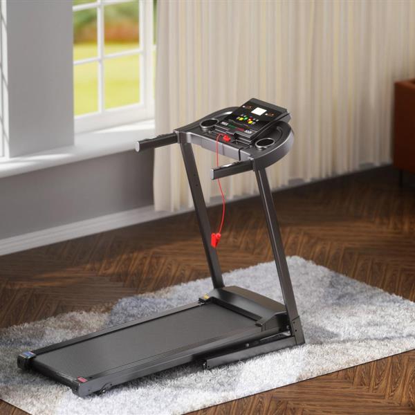 Treadmills - 2.5 HP hydraulic folding removable treadmill with 3-speed incline adjustment, 12 preset programs, 3 countdown modes, heart rate, bluetooth and more, suitable for home and gym use