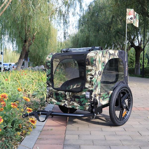 Camouflage Foldable Bicycle Trailer Bike Trailer for Camping Pet Dog Cat Luggage Carry